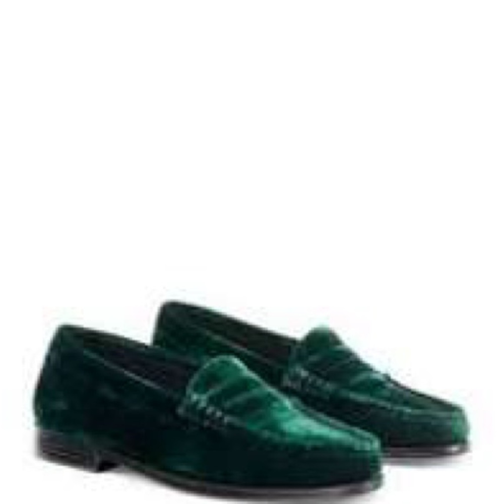 G.H. Bass Green Velvet Loafers